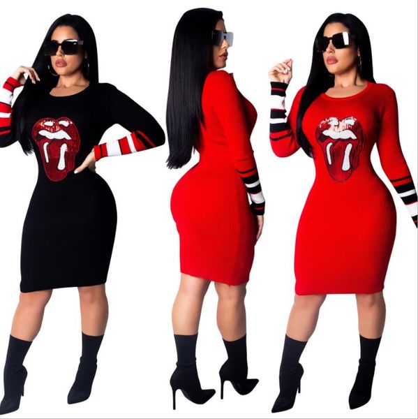 sequined patchwork lip printed sheath knee-length dress 2019 spring casual woman o neck long sleeve bodycon vestidos cm305, Red
sequined patchwork lip printed sheath knee-length dress 2019 spring casual woman o neck long sleeve bodycon vestidos cm305, Red
