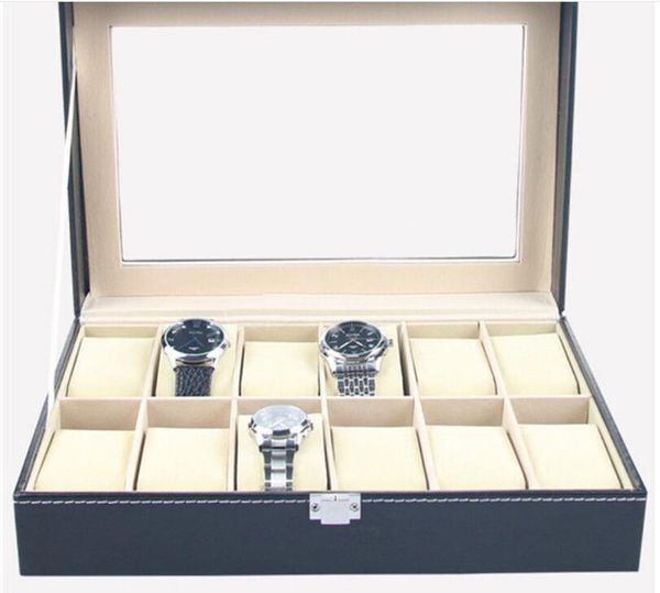 faux leather watch box display case organizer 12 slots jewelry storage box, Black;blue
faux leather watch box display case organizer 12 slots jewelry storage box, Black;blue
