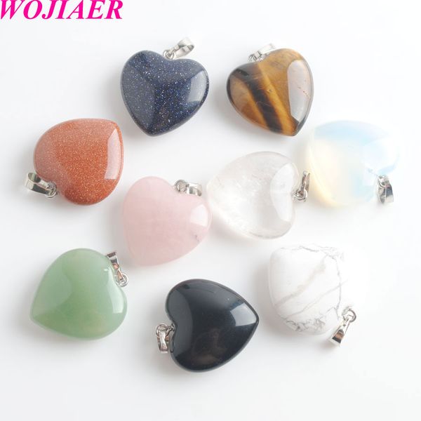 wojiaer natural love heart pendants for lover gem stone pink quartz white crystal healing necklace accessories charm jewelry dbe904, Silver 
wojiaer natural love heart pendants for lover gem stone pink quartz white crystal healing necklace accessories charm jewelry dbe904, Silver
