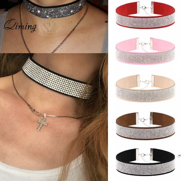qiming luxury crystal choker necklace women statement jewelry velvet wedding party punk vintage girls harajuku necklaces, Golden;silver
qiming luxury crystal choker necklace women statement jewelry velvet wedding party punk vintage girls harajuku necklaces, Golden;silver