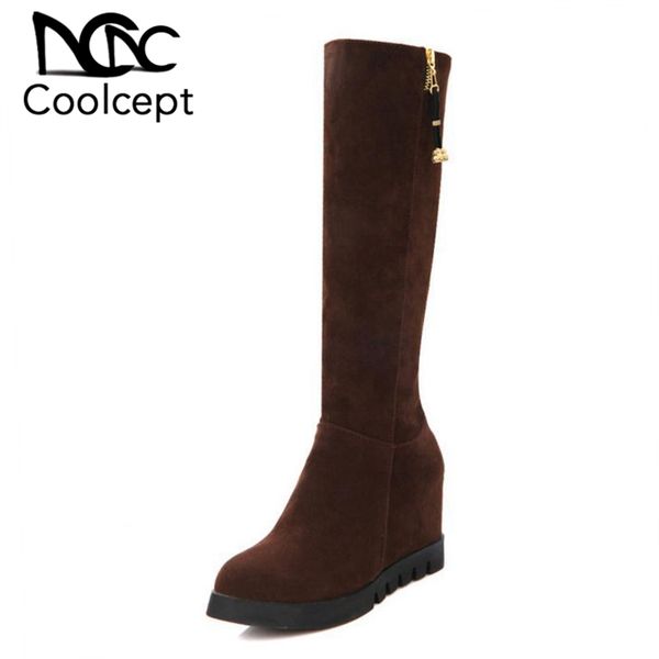 coolcept women knee high boots zipper platform winter shoes women fur inside heel wedges boots snow warm footwear size 32-43, Black
coolcept women knee high boots zipper platform winter shoes women fur inside heel wedges boots snow warm footwear size 32-43, Black