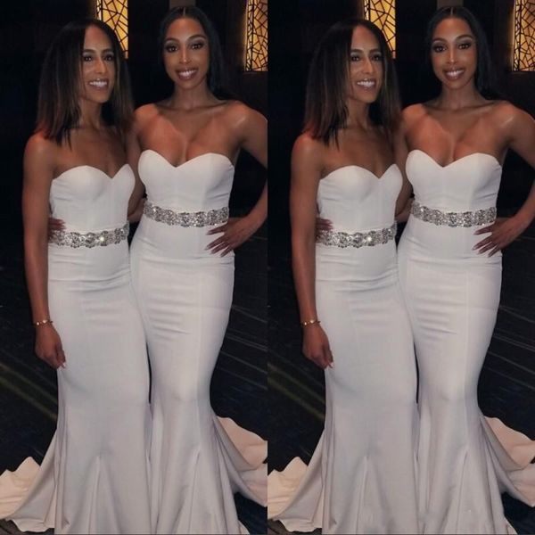modern beaded sash bridesmaid dresses sweetheart neck sleeveless white mermaid maid of honor dresses evening gowns, White;pink
modern beaded sash bridesmaid dresses sweetheart neck sleeveless white mermaid maid of honor dresses evening gowns, White;pink