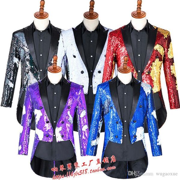 xs-6xl 2019 new men clothing fashion bigbang magician double variable color flash sequins tuxedo suit singer plus size costumes, White;black
xs-6xl 2019 new men clothing fashion bigbang magician double variable color flash sequins tuxedo suit singer plus size costumes, White;black