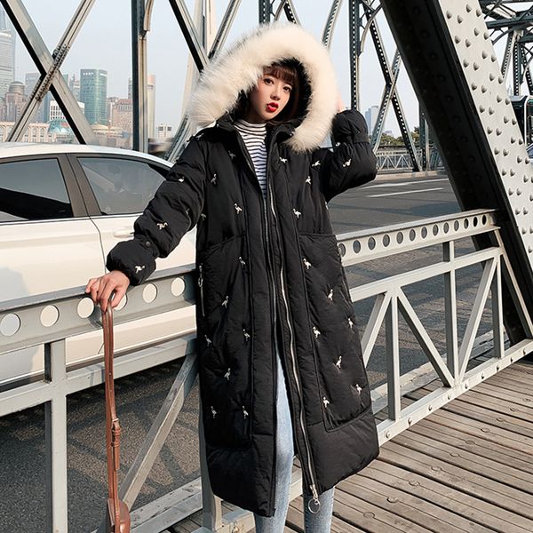 fur hooded embroidery winter long down jackets women solid thicken plus size cotton coat korean fashion harajuku women's outwear, Black
fur hooded embroidery winter long down jackets women solid thicken plus size cotton coat korean fashion harajuku women's outwear, Black