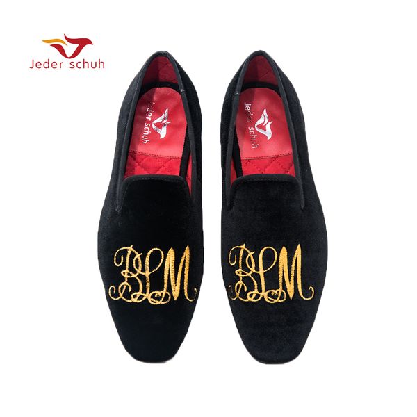jeder schuh men shoes handmade gold letter embroidery loafers smoked slippers wedding and banquet shoes t200111, Black
jeder schuh men shoes handmade gold letter embroidery loafers smoked slippers wedding and banquet shoes t200111, Black