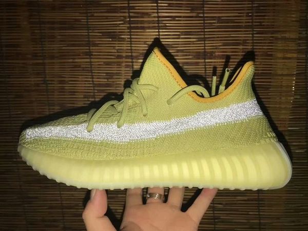 2020 marsh reflective running shoes men women kanye west yellow sports shoes