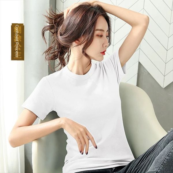 t-shirt women's short-sleeved white cotton slim round collar solid color simple western style thin pure white fashion
t-shirt women's short-sleeved white cotton slim round collar solid color simple western style thin pure white fashion