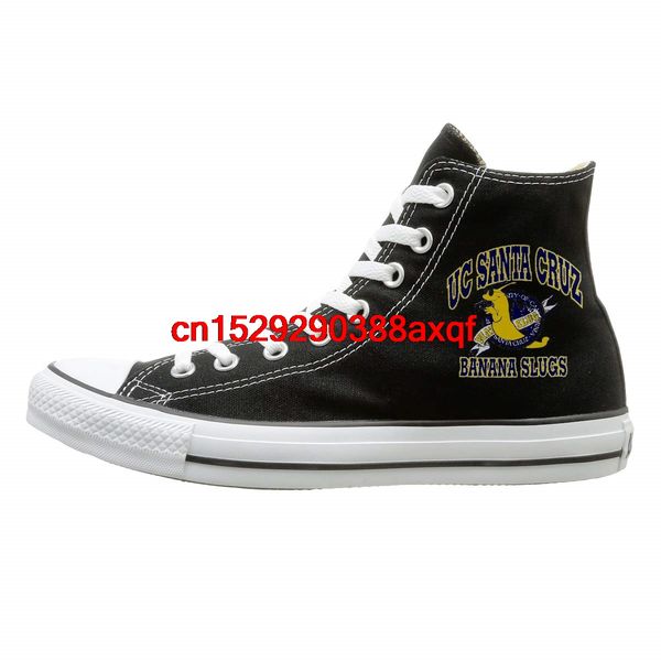 women men casual shoes uc santa cruz banana slugs high-canvas shoes, Black