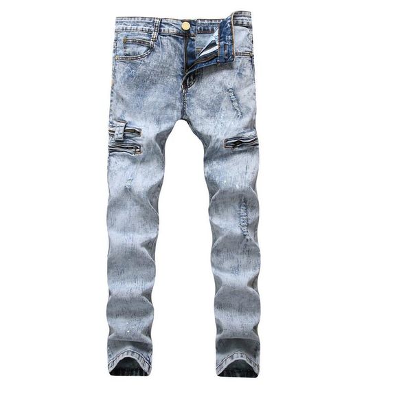 2019 spring mens light blue stretch ripped designer jeans fashion slim fit washed scratched zipper skinny denim pants tx9859
2019 spring mens light blue stretch ripped designer jeans fashion slim fit washed scratched zipper skinny denim pants tx9859