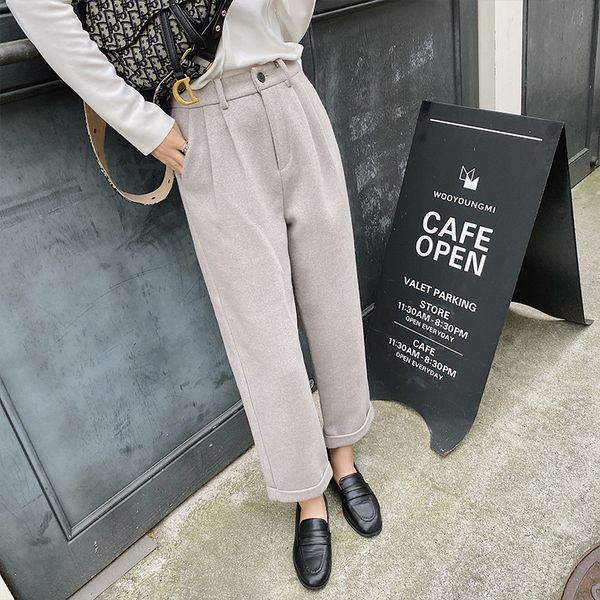 mishow winter causal woolen pants women solid pleated zipper wide leg pants mx19d2135, Black;white
mishow winter causal woolen pants women solid pleated zipper wide leg pants mx19d2135, Black;white