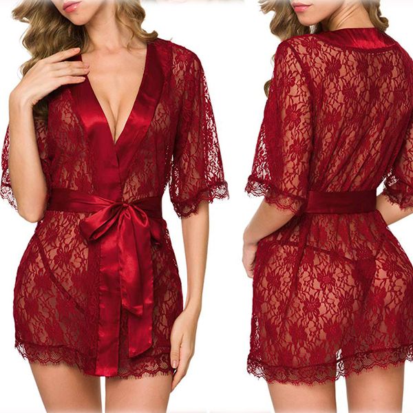 brand new women's bathrobe sleepwear sets sheer mesh nightgown floral lace robes lingerie female see through robes, Black;red
brand new women's bathrobe sleepwear sets sheer mesh nightgown floral lace robes lingerie female see through robes, Black;red