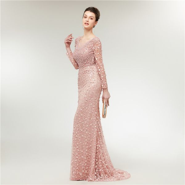 luxury beaded evening dresses long mermaid v-neck pink lace formal dress women elegant pearls with long sleeves party dress, White;black
luxury beaded evening dresses long mermaid v-neck pink lace formal dress women elegant pearls with long sleeves party dress, White;black