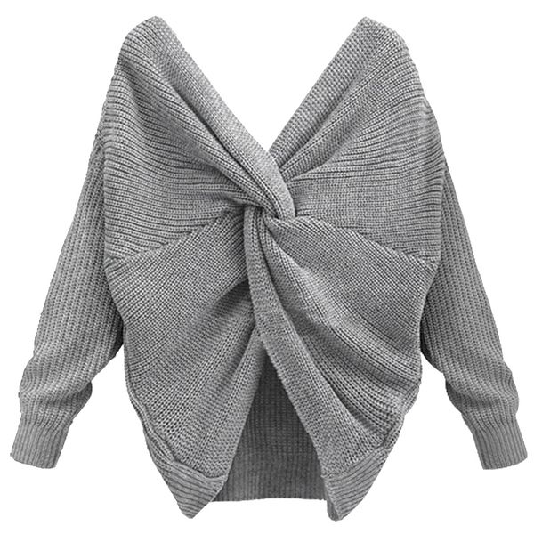 women v neck back twisted sweater female autumn winter long sleeve knitted sweaters pullovers pull femme jumper, White;black
women v neck back twisted sweater female autumn winter long sleeve knitted sweaters pullovers pull femme jumper, White;black