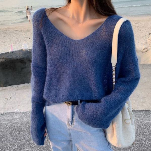 autumn women knitted sweater solid mohair pullover v neck sweet loose long sleeve knitwear sweaters jumper thin outwear v946, White;black
autumn women knitted sweater solid mohair pullover v neck sweet loose long sleeve knitwear sweaters jumper thin outwear v946, White;black