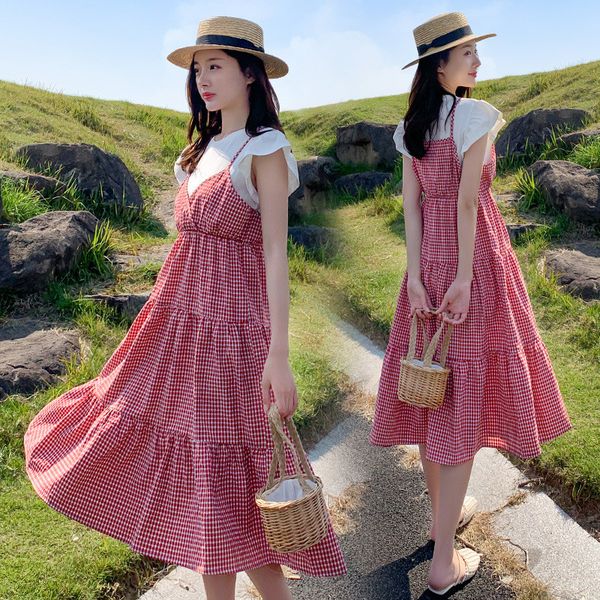 fashion pregnant women fake two pieces of pregnant women dress summer new stitching floral long plaid skirt fashionable mate, White
fashion pregnant women fake two pieces of pregnant women dress summer new stitching floral long plaid skirt fashionable mate, White