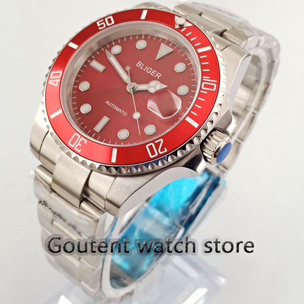 40mm mens watch red sterile dial date window sapphire glass automatic mens watch brand, Slivery;brown
40mm mens watch red sterile dial date window sapphire glass automatic mens watch brand, Slivery;brown