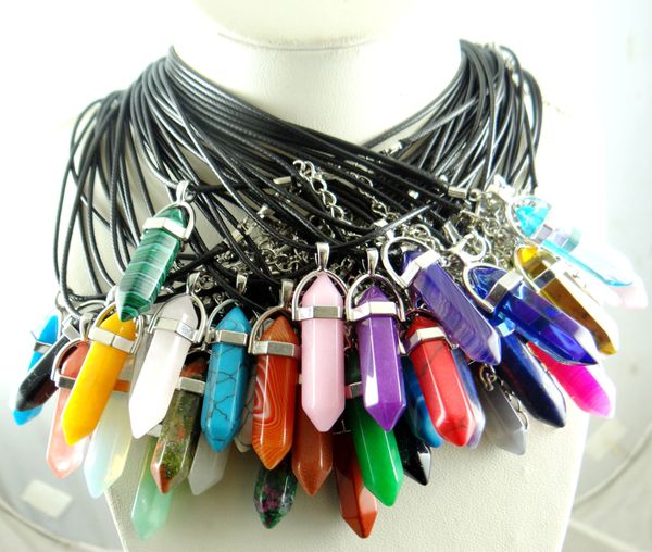 natural stone lapis opal pink purple crystal stone hexagonal column pendant necklaces leather chains necklace fashion jewelry, Black
natural stone lapis opal pink purple crystal stone hexagonal column pendant necklaces leather chains necklace fashion jewelry, Black
