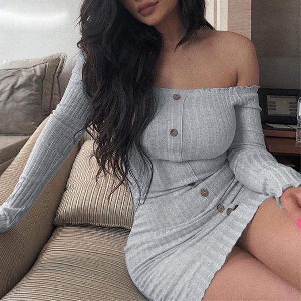buttons knitted off shoulder tunic dress winter sweater dresses women long sleeve bodycon club short dress vestidos, Black;gray
buttons knitted off shoulder tunic dress winter sweater dresses women long sleeve bodycon club short dress vestidos, Black;gray