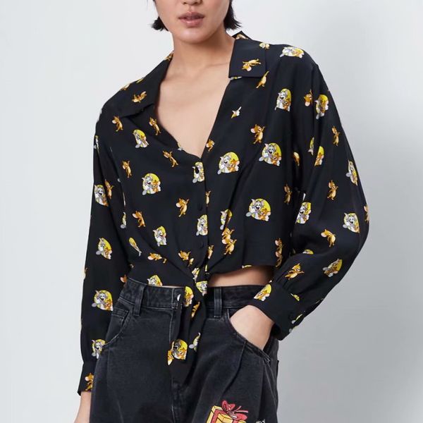 women short blouse shirt spring 2020 new fashion cartoon prints modern lady long sleeve shirts, White
women short blouse shirt spring 2020 new fashion cartoon prints modern lady long sleeve shirts, White