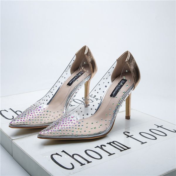 japanned leather stitching multicolour rhinestone wedding shoes women glitter rivets nude thin high heels pump clear shoes, Black
japanned leather stitching multicolour rhinestone wedding shoes women glitter rivets nude thin high heels pump clear shoes, Black
