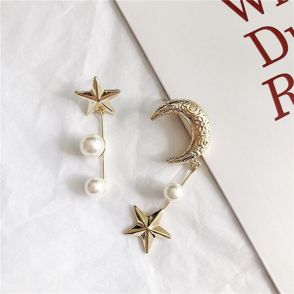 europe french niche designer retro temperament pearl moon and the stars asymmetric long earrings female influx of people, Silver
europe french niche designer retro temperament pearl moon and the stars asymmetric long earrings female influx of people, Silver