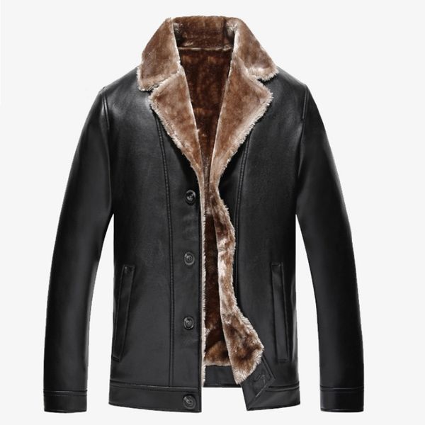 men's fur & faux 2021 winter pu leather jacket loose casual lapel long-sleeved solid color plus velvet men clothes,b003, Black
men's fur & faux 2021 winter pu leather jacket loose casual lapel long-sleeved solid color plus velvet men clothes,b003, Black
