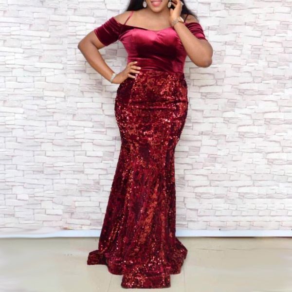 floor-length off shoulder sequins evening women dress vintage red short sleeve velvet long party dress african ladies retro, Black;gray
floor-length off shoulder sequins evening women dress vintage red short sleeve velvet long party dress african ladies retro, Black;gray