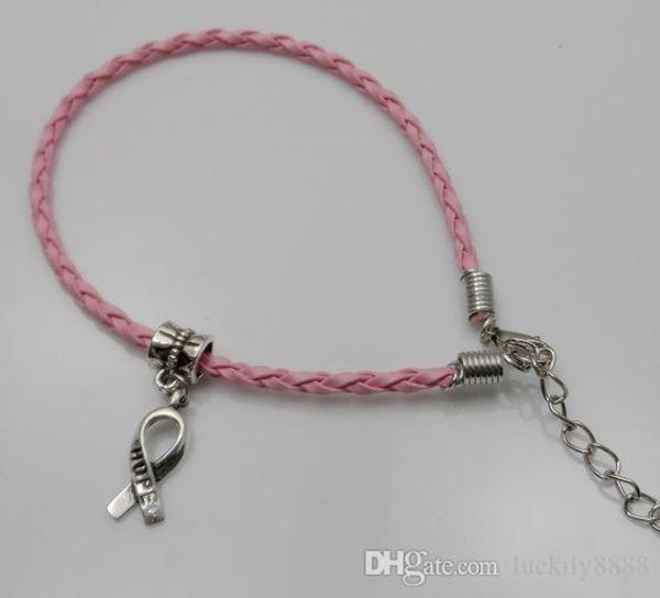 100pcs/lot hope breast cancer awareness ribbon charm pendant leather rope cham bracelet fit for european bracelet handmade craft diy, Golden;silver
100pcs/lot hope breast cancer awareness ribbon charm pendant leather rope cham bracelet fit for european bracelet handmade craft diy, Golden;silver