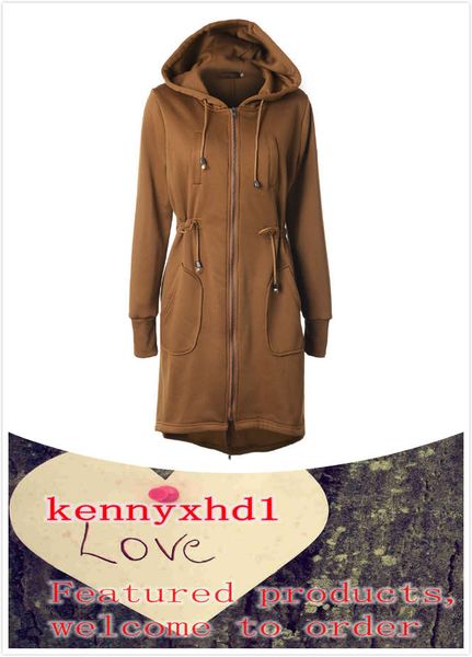 new large size women's explosion models drawstring waist hooded zipper long sleeve pocket in long sweater coat, Black
new large size women's explosion models drawstring waist hooded zipper long sleeve pocket in long sweater coat, Black