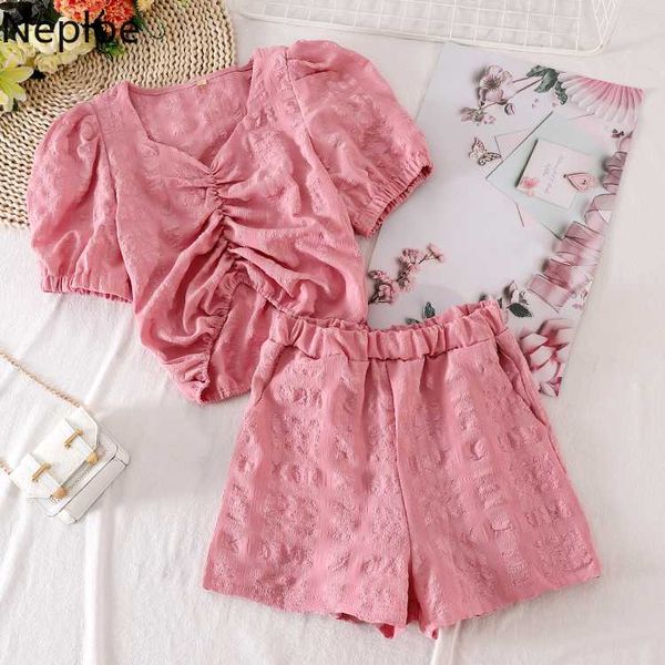 neploe 2020 summer two piece set puff short sleeve v neck pleated short + high waist wide leg shorts korean women set 4c008, White
neploe 2020 summer two piece set puff short sleeve v neck pleated short + high waist wide leg shorts korean women set 4c008, White