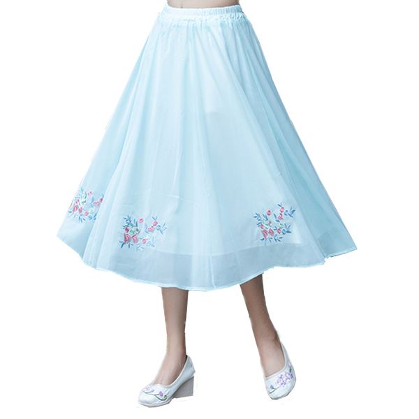 women chiffon long skirt retro embroidery pleated high elastic waist double layer a-line skirts summer beach skirts 12colors, Black
women chiffon long skirt retro embroidery pleated high elastic waist double layer a-line skirts summer beach skirts 12colors, Black