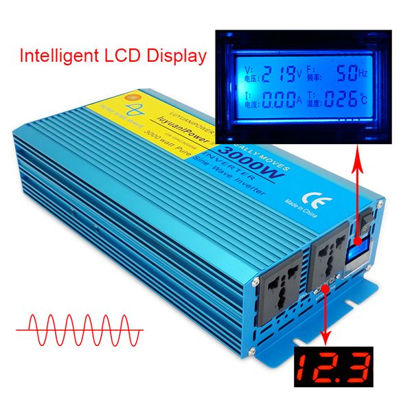 digital display pure sine wave power inverter 3000w dc 12v/24v to ac 110v/220v camping boat converter with lcd display 2 ac out
digital display pure sine wave power inverter 3000w dc 12v/24v to ac 110v/220v camping boat converter with lcd display 2 ac out