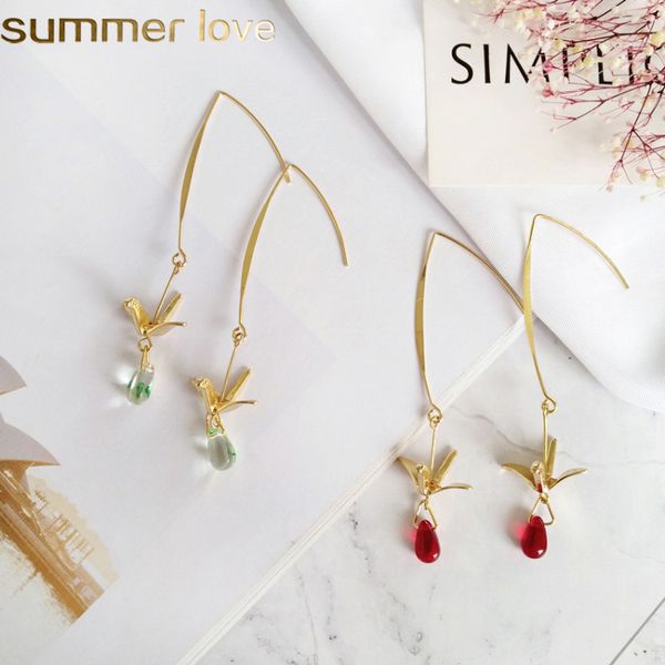 2019 korean fashion summer crystal earrings with gold crane long dangle earrings personality little bird blue water drop earring jewelry, Silver
2019 korean fashion summer crystal earrings with gold crane long dangle earrings personality little bird blue water drop earring jewelry, Silver