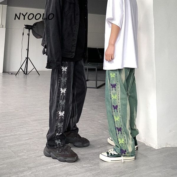nyoolo урожай streetwear градиент бабочки вышивка высокой талии мыть джинсы женщины мужчины лето скейтборд прямые брюки денима, Blue
nyoolo урожай streetwear градиент бабочки вышивка высокой талии мыть джинсы женщины мужчины лето скейтборд прямые брюки денима, Blue