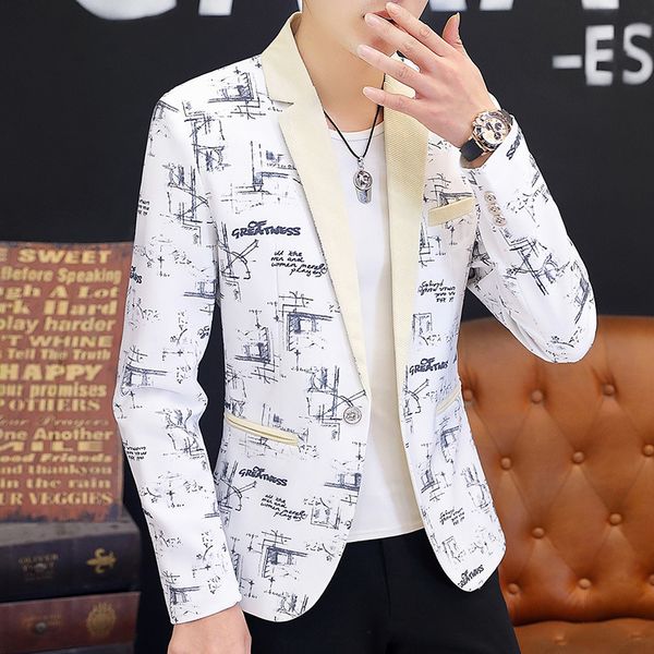2020 men's wear printed suit teenager casual fashion joint collar slim fit small suit, White;black
2020 men's wear printed suit teenager casual fashion joint collar slim fit small suit, White;black