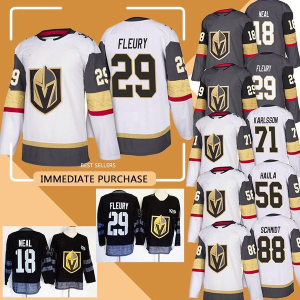 

vegas golden knights jersey 29 marc-andre fleury 61 mark ston 75 ryan reaves 71 william karlsson 67 max pacioretty 58 strong hockey jerseys, Black;red