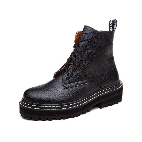 autumn winter quality genuine leather punk short boots lace up high heels women ankle boots party shoes woman, Black
autumn winter quality genuine leather punk short boots lace up high heels women ankle boots party shoes woman, Black