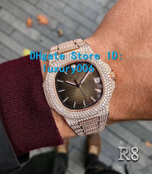 r8 diamond watch 5719 automatic movement waterproof watch man 40mm stainless sweep move set diamond iced out watch, Slivery;brown
r8 diamond watch 5719 automatic movement waterproof watch man 40mm stainless sweep move set diamond iced out watch, Slivery;brown