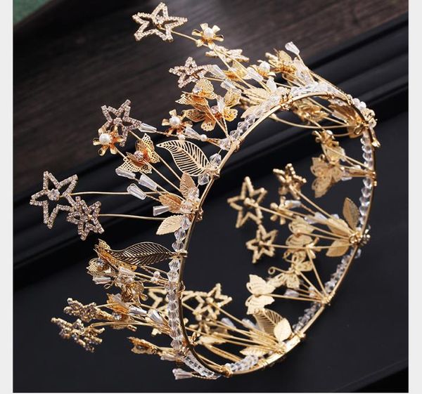 golden crown headdress wedding performance crown wedding jewelry wedding dress hair ornaments p princess crown, Slivery;golden