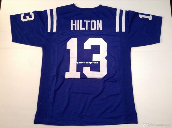retro custom sewn stitched #13 t.y. hilton blue mitchell & ness jersey s-5xl,6xl men's football jerseys rugby, Black;blue