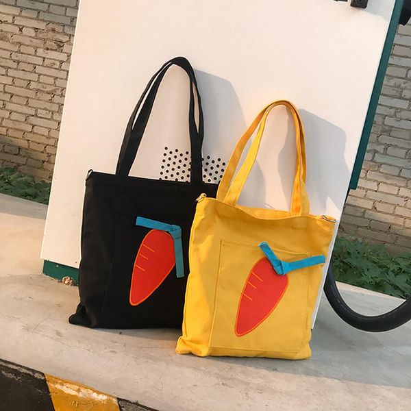 student canvas bag beauty carrot pattern eco shopping bag for woman preppy style single shoulder black yellow school book
student canvas bag beauty carrot pattern eco shopping bag for woman preppy style single shoulder black yellow school book