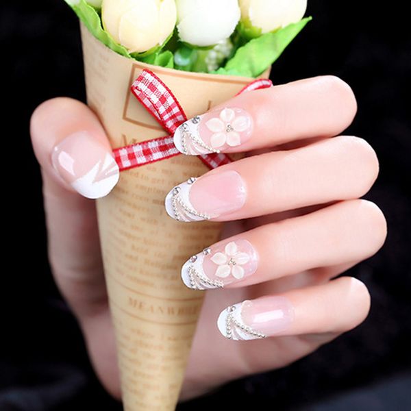 24pcs bride fake nails nail art stickers medium length for women lady pgraphy wedding bv789, Black
24pcs bride fake nails nail art stickers medium length for women lady pgraphy wedding bv789, Black