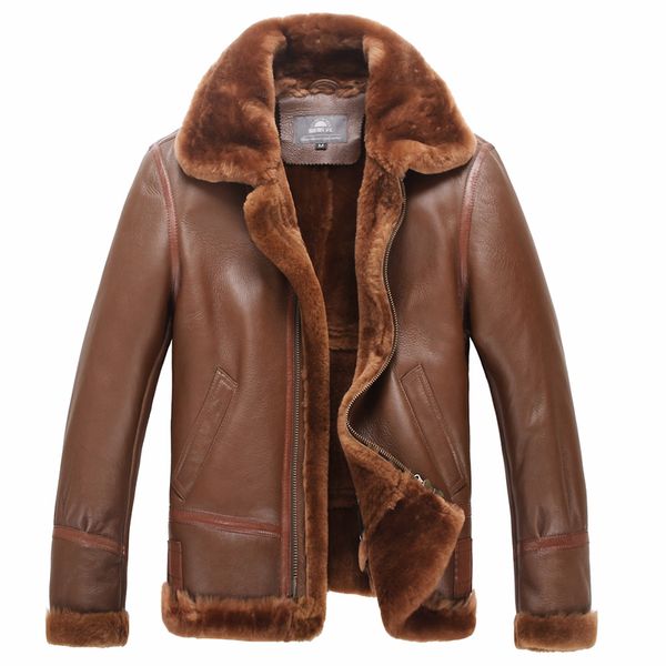 men's leather & faux jacket real fur coat men vintage short winter sheep shearling wool jackets veste homme 1363 yy686, Black
men's leather & faux jacket real fur coat men vintage short winter sheep shearling wool jackets veste homme 1363 yy686, Black