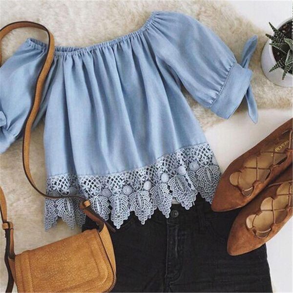 new fashion women clothes lace off shoulder shirts casual blouses crop summer female apparel, White
new fashion women clothes lace off shoulder shirts casual blouses crop summer female apparel, White