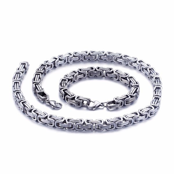 5mm/6mm/8mm wide silver stainless steel king byzantine chain necklace bracelet mens jewelry handmade
5mm/6mm/8mm wide silver stainless steel king byzantine chain necklace bracelet mens jewelry handmade