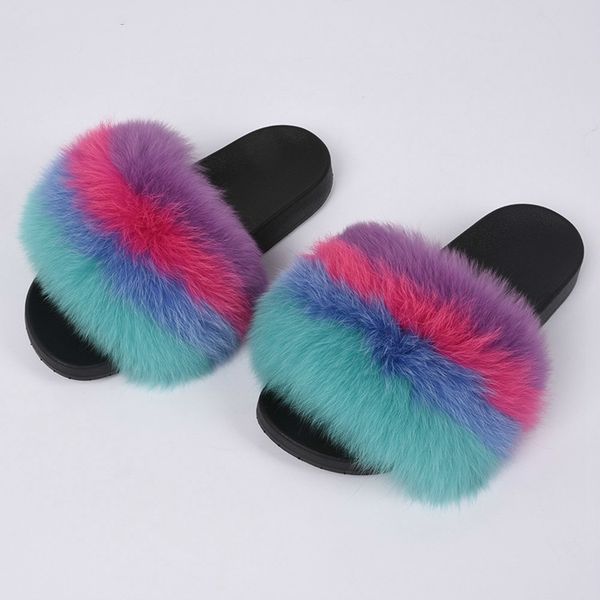 fashion design slides real fox fur slippers rainbow sandals mixed color indoor outdoor slipper, Black
fashion design slides real fox fur slippers rainbow sandals mixed color indoor outdoor slipper, Black