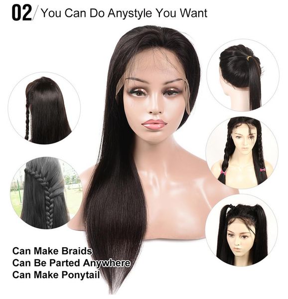 100% virgin human hair glueless lace front wig brazilian hair straight wig straight bangs with bangs 150% density with baby hair natural, Black
100% virgin human hair glueless lace front wig brazilian hair straight wig straight bangs with bangs 150% density with baby hair natural, Black