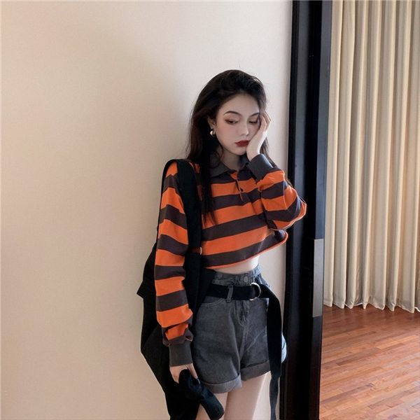 autumn 2019 foreign style contrast color striped polo short slim thin long sleeve t-shirt female t-shirt top, White
autumn 2019 foreign style contrast color striped polo short slim thin long sleeve t-shirt female t-shirt top, White