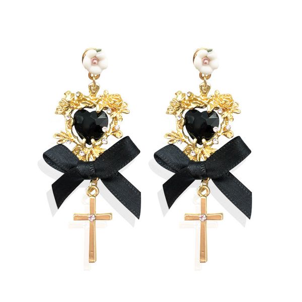 2019 new baroque style vintage long cross bow earrings for women drop crystal personality earrings jewelry accessories, Silver
2019 new baroque style vintage long cross bow earrings for women drop crystal personality earrings jewelry accessories, Silver