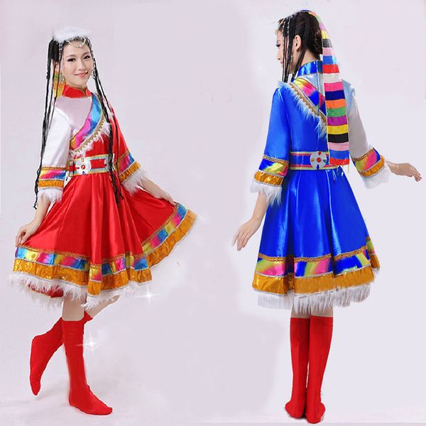new mongolian dance costumes female performance cosplay wear paillette skirt robe nation dancing clothes, Black;red
new mongolian dance costumes female performance cosplay wear paillette skirt robe nation dancing clothes, Black;red